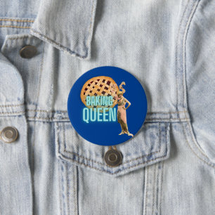 Vintage Backkönigin auf Blau Button