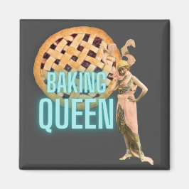 Vintage Backkönigin auf Grau Magnet