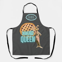 Vintage Backkönigin auf Grau Personalisiert Schürze