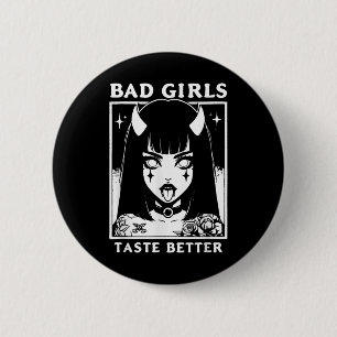 Vintage Bad Girls Gönnen Liebhaber von Tattoos Button