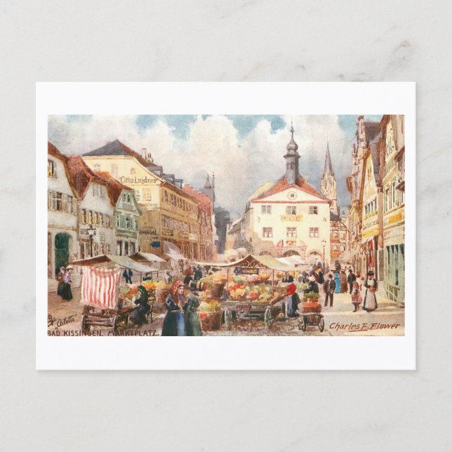 Vintage Bad Kissingen Marketplace Postkarte (Vorderseite)