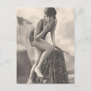 Vintage Badebeauty Flapper Girl Postkarte