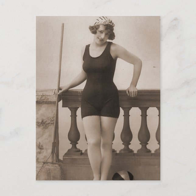 Vintage Badebeauty Flapper Girl Postkarte (Vorderseite)