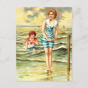 Vintage-Badeschönheiten Postkarte