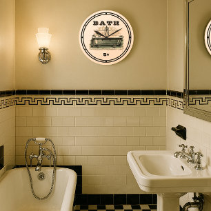 Vintage-Badezimmer Große Wanduhr