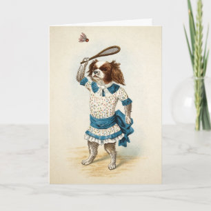 Vintage-Badminton-Hund-Weihnachtskarte Feiertagskarte