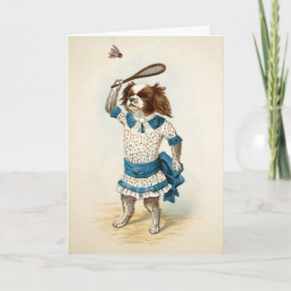 Vintage-Badminton-Hund-Weihnachtskarte Feiertagskarte