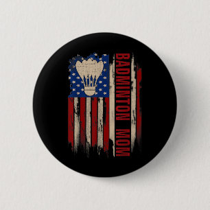 Vintage Badminton-Mama Amerikanische USA-Flagge Lu Button