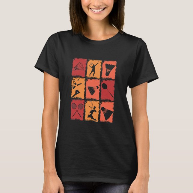 Vintage Badminton Player Badminton Fun T-Shirt (Vorderseite)