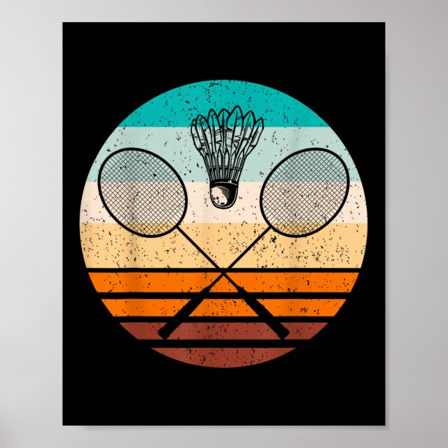 Vintage Badminton Player Badminton  Poster (Vorne)