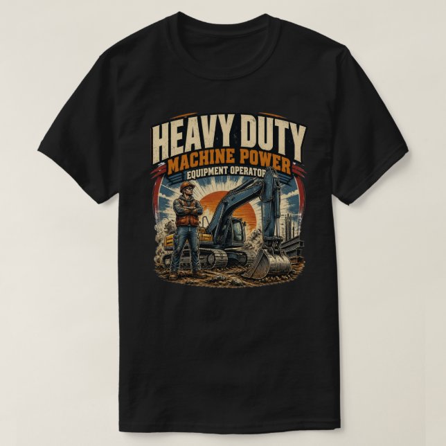Vintage Baggerfahrer Bagger T-Shirt (Design vorne)