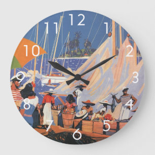 Vintage-Bahamas-Reise-Kunst, Fliege nach Nassau mi Große Wanduhr