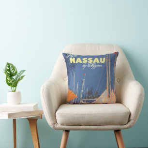 Vintage-Bahamas-Reise-Kunst, Fliege nach Nassau mi Kissen