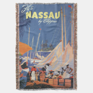 Vintage Bahamas Reisen Kunst, Fliegen Nassau von C Decke