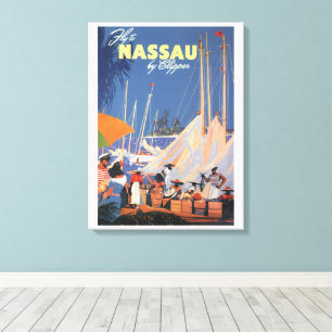 Vintage Bahamas Reisen Kunst, Fliegen Nassau von C Leinwanddruck