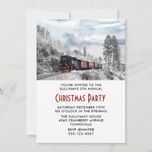 Vintage Bahn Winter Landschaft Weihnachten Party Einladung