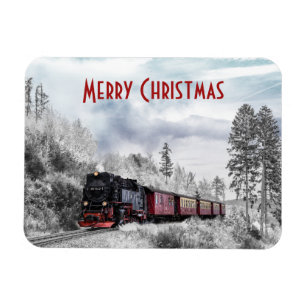 Vintage Bahn Winterweihnachtszene Magnet