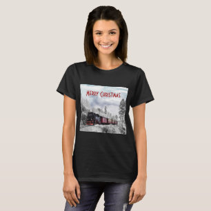Vintage Bahn Winterweihnachtszene T-Shirt