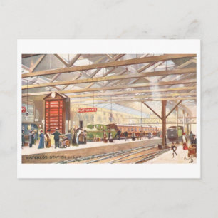Vintage Bahnhof Waterloo (London) Postkarte
