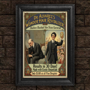 Vintage Baldness Bande Hair Tonic Ad Poster