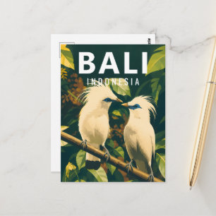 Vintage-Bali-Postkarte – Bali-Star-Vögel Postkarte