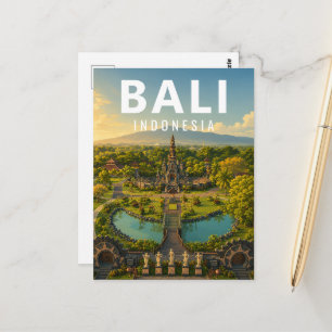 Vintage-Bali-Postkarte – Jagatnatha-Garten Postkarte
