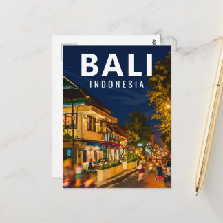 Vintage-Bali-Postkarte – Ubud-Nachtstraße Postkarte