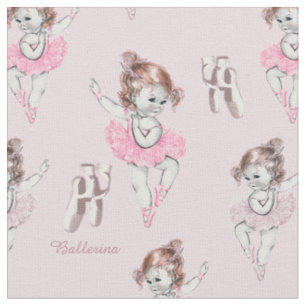 Vintage Ballerina Baby und Ballettschuhe in Rosa Stoff
