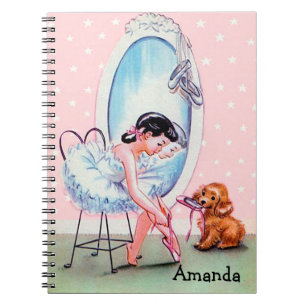 Vintage Ballerina Bild Notizbuch Notizblock