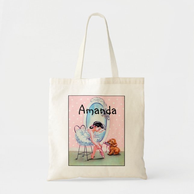Vintage Ballerina-Bild-Tasche Tragetasche (Vorne)
