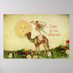 Vintage Ballerina, Blume und Camel Collage Poster