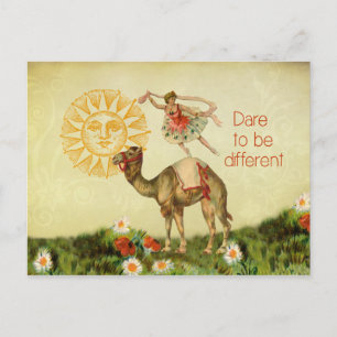 Vintage Ballerina, Blumen und Kamel Collage Postkarte