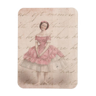 Vintage Ballerina Girl in einem rosa Tutu Magnet