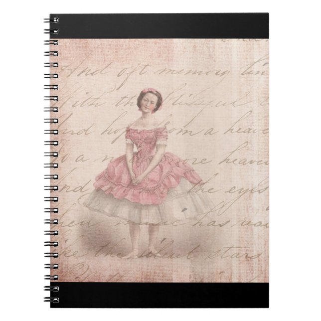 Vintage Ballerina Girl in einem rosa Tutu Notizblock (Vorderseite)