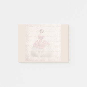 Vintage Ballerina Girl in einem rosa Tutu Post-it Klebezettel