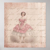 Vintage Ballerina Girl in einem rosa Tutu