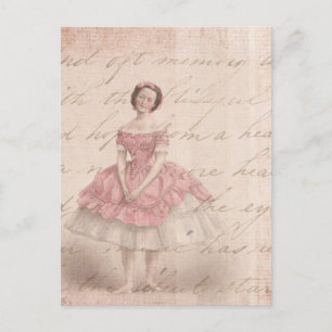 Vintage Ballerina Girl in einem rosa Tutu Postkarte