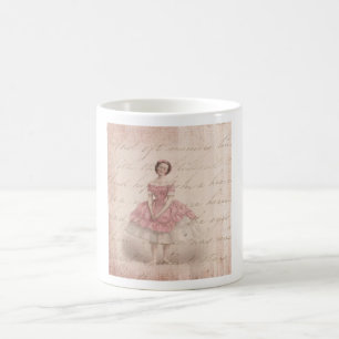 Vintage Ballerina Girl in einem rosa Tutu Tasse