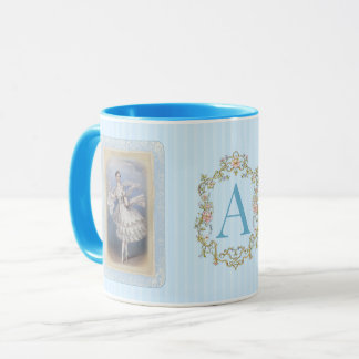Vintage-Ballerina-Kaffeetasse in sanftem Aquablau Tasse