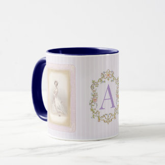 Vintage-Ballerina-Kaffeetasse in sanftem Lila & Bl Tasse