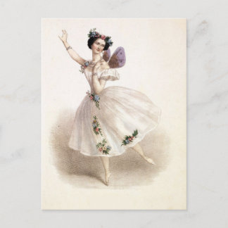 Vintage Ballerina mit Feenflügeln Postkarte