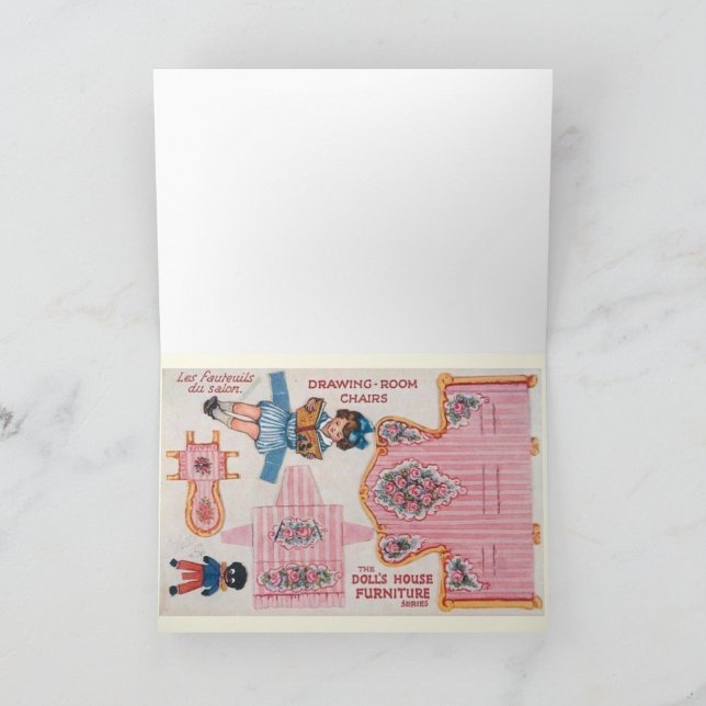 Vintage Ballerina-Papierpuppenkarte Karte (Innenseite)