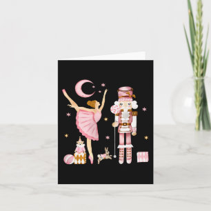 Vintage-Ballett-Nussknacker-Weihnachten-Rosa-Weihn Karte