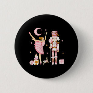 Vintage-Ballett-Nussknacker-Weihnachten-Rosa-Xmas- Button
