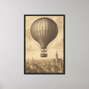 Vintage Ballon über der Stadt Leinwanddruck