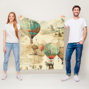 Vintage Ballon-Wildnis-Karte Berg Fleecedecke
