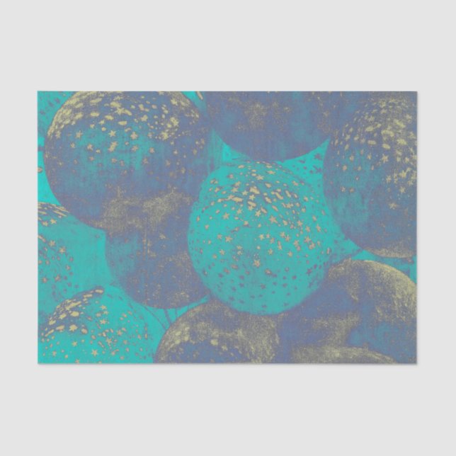 Vintage Balloons Antiquitätenblau Gold Türkis Aqua Seidenpapier (Vorderseite)