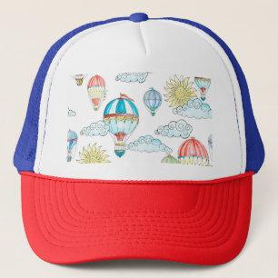 Vintage Balloons: Whimsical Watercolor Nahtlos. Truckerkappe