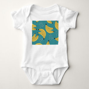 Vintage-Bananenmuster, blauer Hintergrund. Baby Strampler