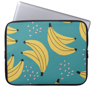 Vintage-Bananenmuster, blauer Hintergrund. Laptopschutzhülle